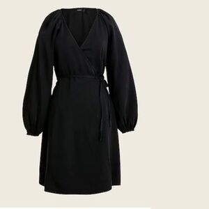 New J Crew Drapey Wrap Mini Dress Black Size Medium